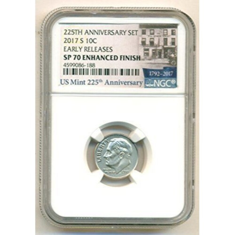 2017 S Roosevelt Dime Enhanced SP70 NGC ER Mint Anniversary Label